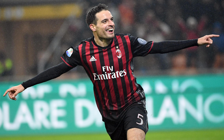 AC Milan's midfielder Giacomo Bonaventura celebrates after scoring the 2-1 goal lead during the round of sixteen Italy Cup soccer match between AC Milan and Torino FC at the Giuseppe Meazza stadium in Milan, Italy, 12 January 2017. Ansa/Daniel Dal Zennaro